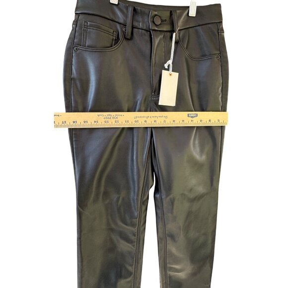 NWT Good American Womens Size 2/26 Black Faux Leather Straight Leg Pocket Pants - Picture 9 of 11